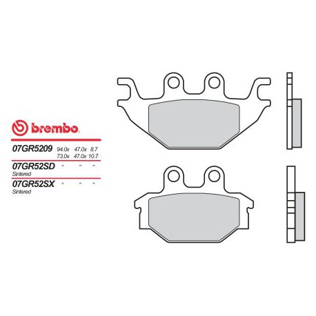 Rear brake pads Brembo SYM 300 WOLF CLASSIC 2015 -  type SD