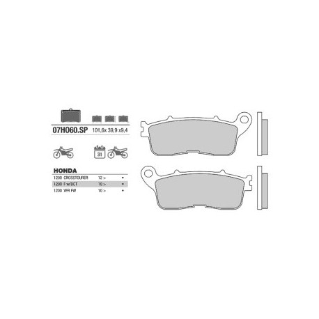Rear brake pads Brembo Honda 1200 CROSSTOURER 2012 -  type SP