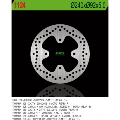 Zadní brzdový kotouč NG Yamaha 125 X-CITY 2008 - 2012