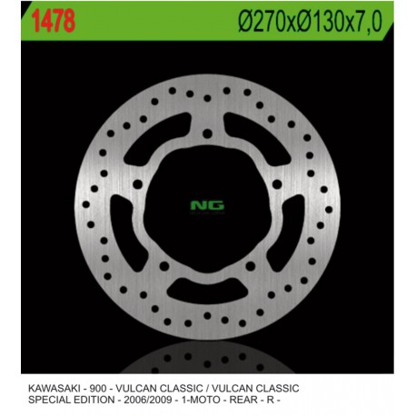 Rear brake disc NG Kawasaki 900 VN VULCAN CLASSIC Special edition 2011 - 2017