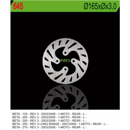 Zadní brzdový kotouč NG Beta 250 REV 3 LONG RANGE 2007 - 2008