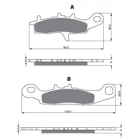 Přední brzdové destičky Goldfren Kawasaki KFX 450 R 2007-2014 směs AD