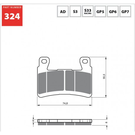 Front brake pads Goldfren Kawasaki ZX-6R 636 (2013<) 2013-2017 type S33