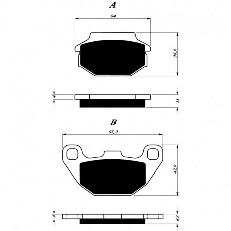 Bremsbeläge hinten Goldfren Kymco MXU 50 2006-2008 typ AD