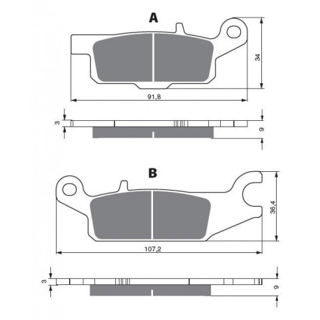 Rear brake pads Goldfren Yamaha YFM 700 Grizzly EPS 2007-2014 type AD
