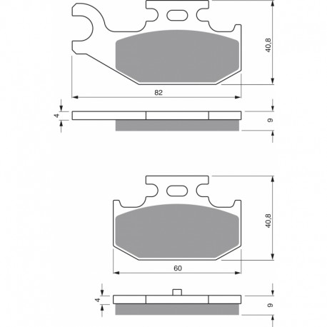 Rear brake pads Goldfren Yamaha YFM 700 Raptor 2006-2008 type AD