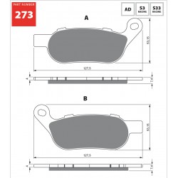 Rear brake pads Goldfren Harley-Davidson FXSTC Softail Custom 1584 2008-2009 type AD