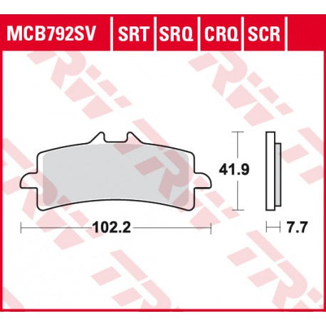 Front brake pads TRW / Lucas Ducati  1299 Panigale, S, R 2015 - 2016 type CRQ