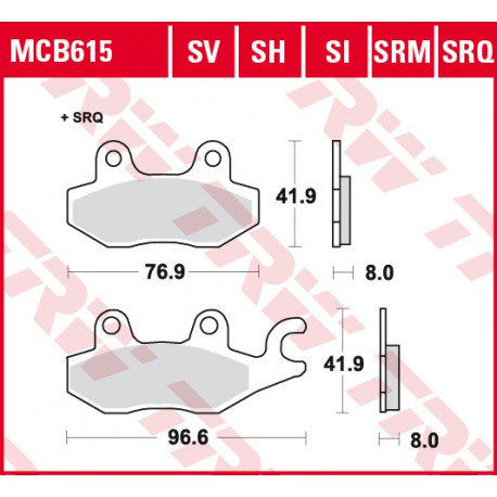 Front brake pads TRW / Lucas CF Moto  550 Z-Force, EX 2015 -  type SI
