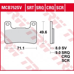 Přední brzdové destičky TRW / Lucas Suzuki GSX-R 600  2004 - 2005 směs SRQ