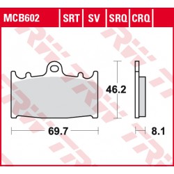 Přední brzdové destičky TRW / Lucas Suzuki GSX 1250 FA 2010 - 2017 směs SRQ