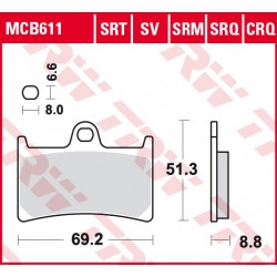 Přední brzdové destičky TRW / Lucas Yamaha XJR 1300  2002 - 2003 směs SRT