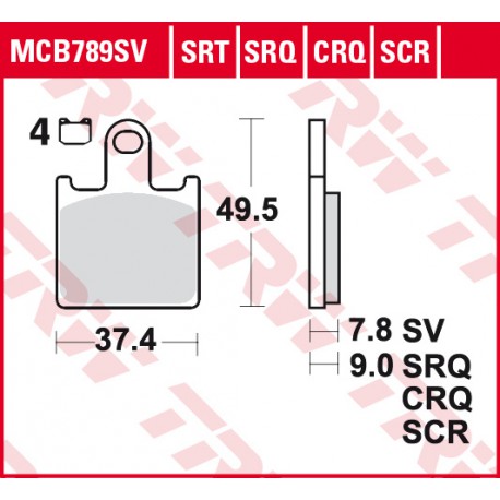 Front brake pads TRW / Lucas Kawasaki ZZR 1400 ABS 2012 - 2015 type SRT