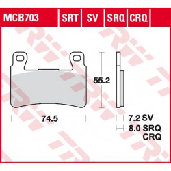 Front brake pads TRW / Lucas Hyosung GD 125 EXIV 2012 - 2016 type SV