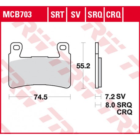 Front brake pads TRW / Lucas Hyosung GT 250 R i 2015 - 2017 type SV