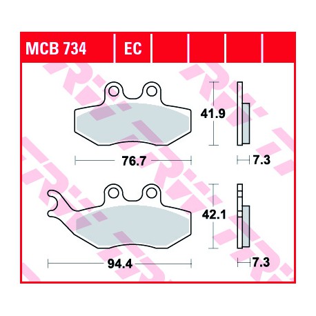 Front brake pads TRW / Lucas Piaggio  180 Beverly GT 2002 - 2007