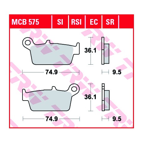 Zadní brzdové destičky TRW / Lucas Suzuki DR-Z 400 S 2000 - 2005 směs RSI