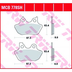 Bremsbeläge hinten TRW / Lucas Harley-Davidson VRSCA 1130 V-Rod 2002 - 2005 směs SH