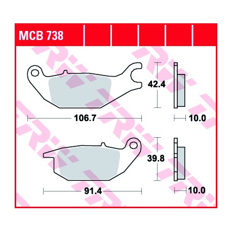 Bremsbeläge hinten TRW / Lucas Yamaha YZF 150 R15 2014 - 
