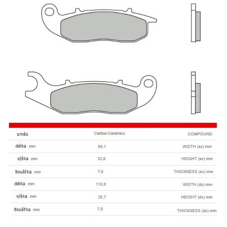 Přední brzdové destičky Brembo Rieju 50 MRT 2011 -  směs CC